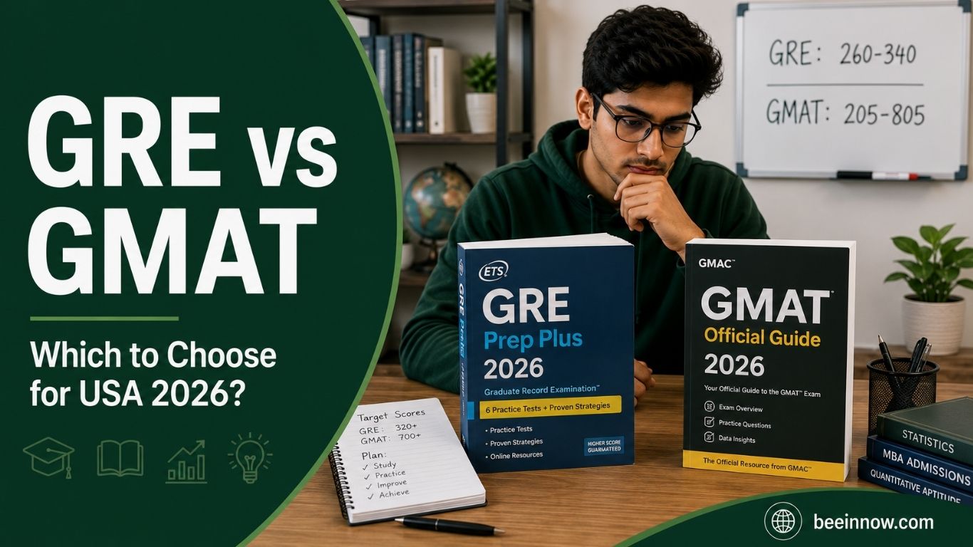 GRE vs GMAT for USA universities 2026 — complete comparison guide score ranges difficulty fees and which test to choose
